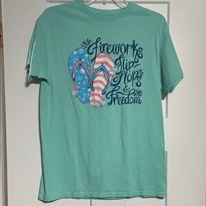Fireworks, flip flops & freedom Mint Tee